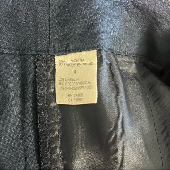 Theory Linen Blend Convertible Cargo Pants w Adjustable Lengths Navy Blue Sz 4 - Picture 3 of 9